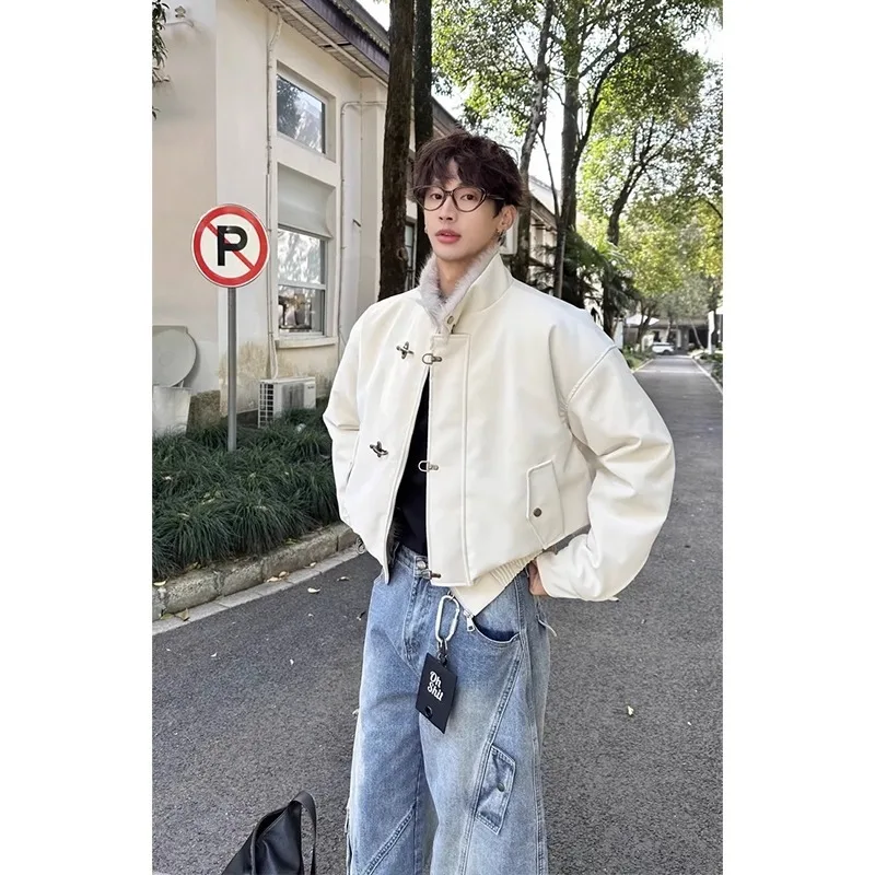 

Мужское осенне-зимнее пальто большого размера с воротником Харлингтон, отделкой из меха, хлопковое, с металлическим синим воротником-стойкой, теплое, верхняя одежда