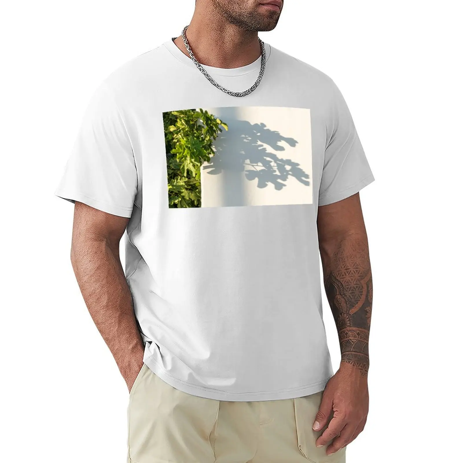 Fig Leaf Patterns - Green and White Mediterranean Flair T-Shirt blacks oversizeds graphics t shirts for men pack