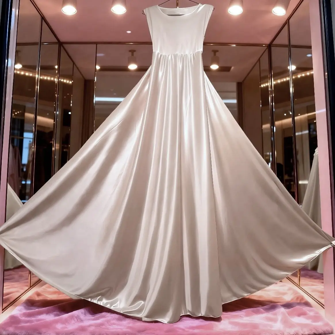 

Length1.4m Glossy Women Satin Long Dress Loose Pajamas Maxi Dress Pullover Elegant Dresses Sleeping Wear