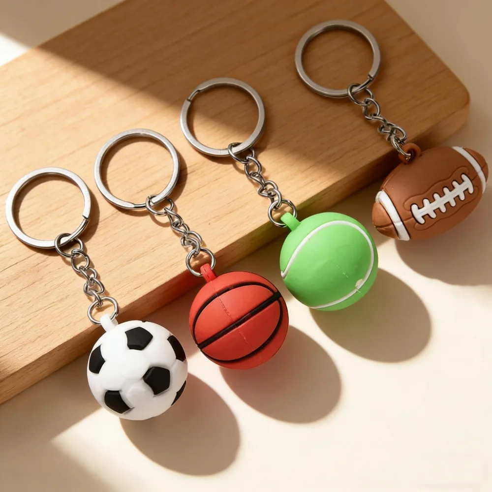 Chaveiro de Mini Bola Esportiva - Pingente de Beisebol, Basquete, Futebol Americano e Rugby, Chaveiro Esportivo para Fãs e Presentes de Lembrança