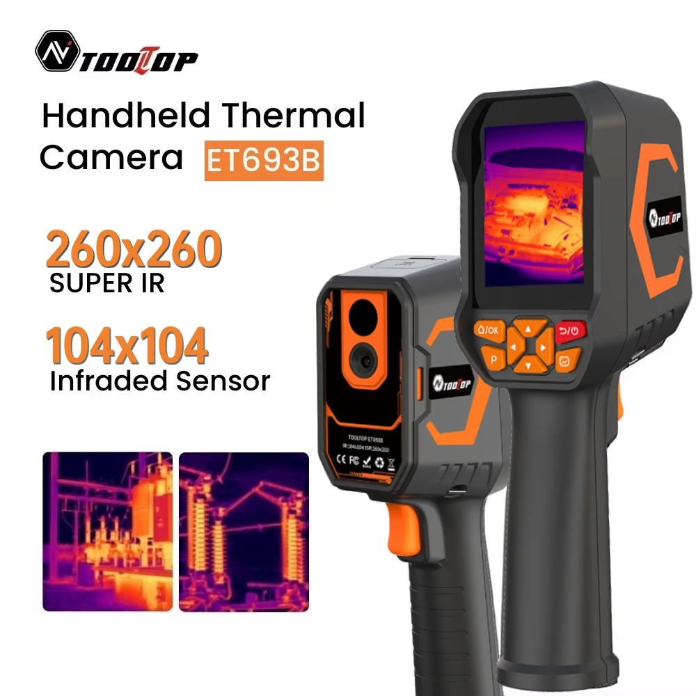 TOOLTOP ET693B Termocamera Portatile 260*260 Super IR con Archiviazione Immagini e Video, Termocamera da 2,8 Pollici per Test di Circuiti Automobilistici