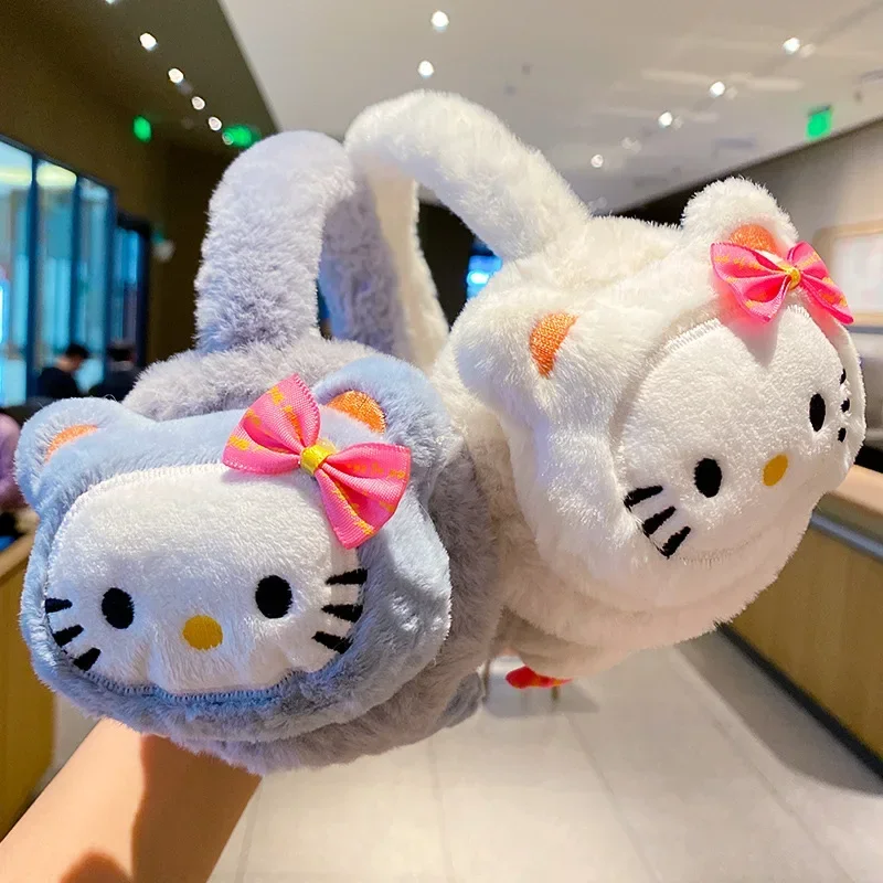 Sanrio Hello Kitty kids Earmuffs  Girl Baby Cute Cartoon Ear Warmth Autumn And Winter Warm Windproof Plush Ear Protection Bag