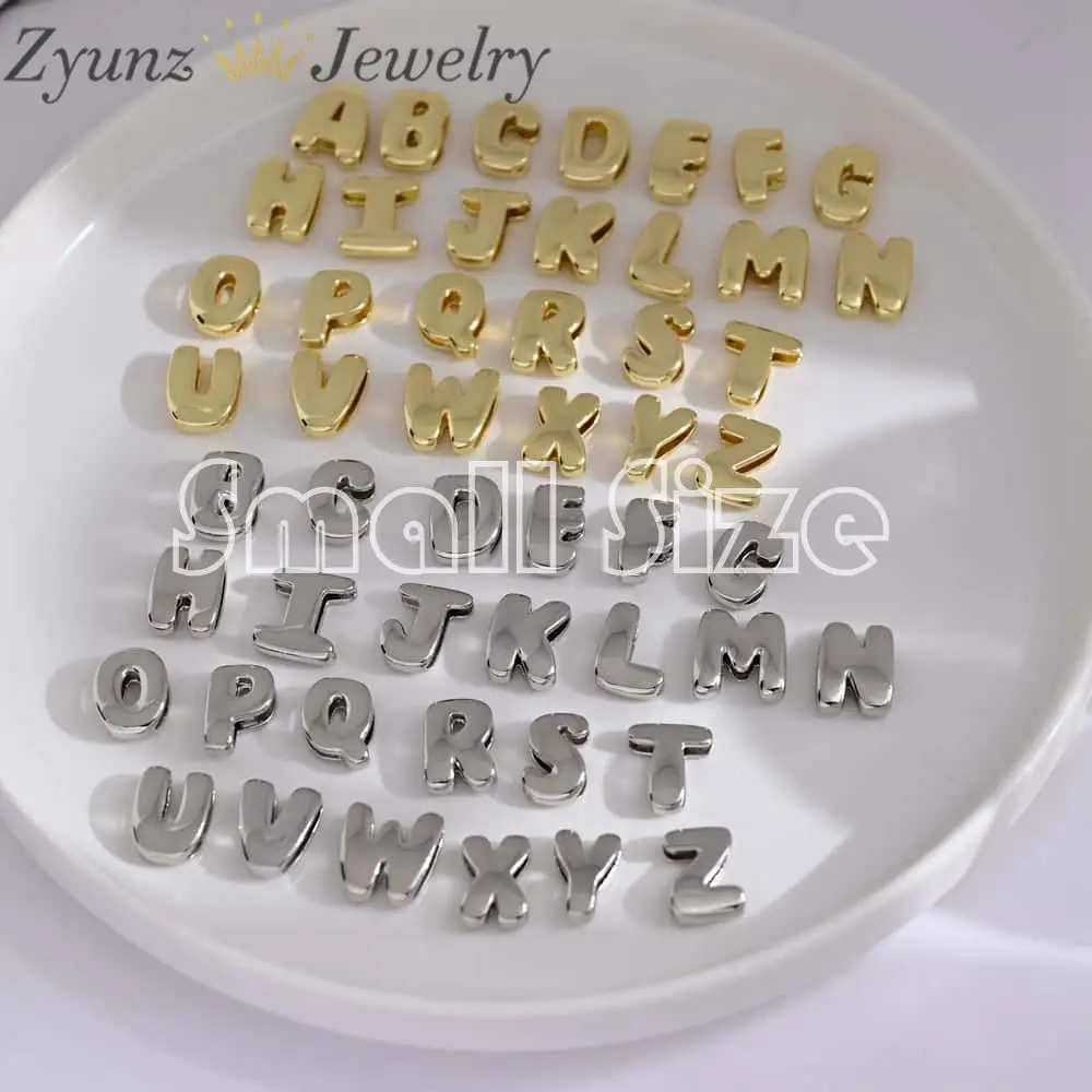 

26 шт., Маленькие бусины-разделители с буквами алфавита для браслетов, подвесок, золотистого и серебристого цвета, для рукоделия, оптом, из меди