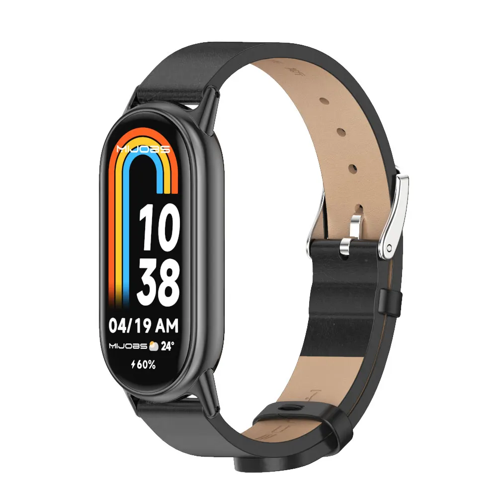 Pulseira de couro para Xiaomi Smart Band, Mi Band 8 Pulseira, Substituição Pulseira, Versão NFC, MiBand 9