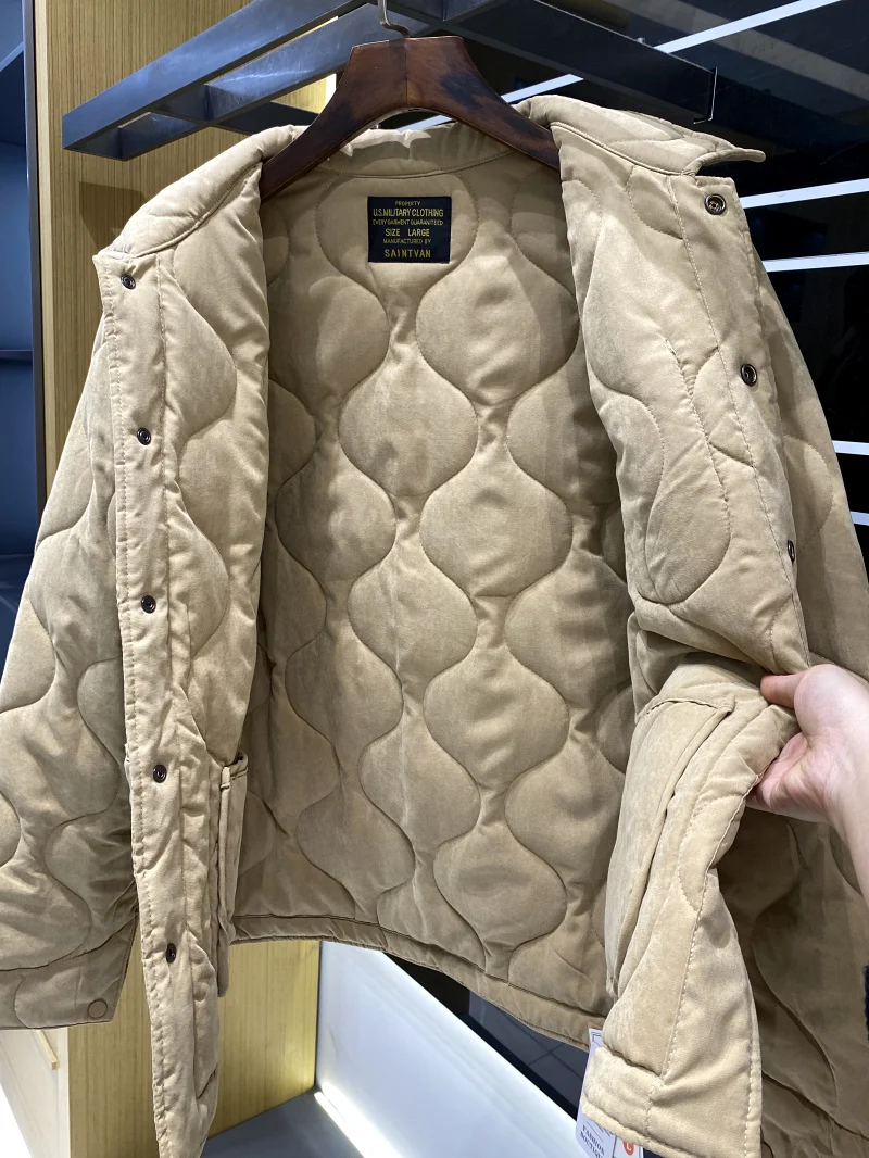 レトロ香港スレひょうたん柄ステッチコットンジャケットルーズカラーメンズ秋冬カジュアル綿入りコート