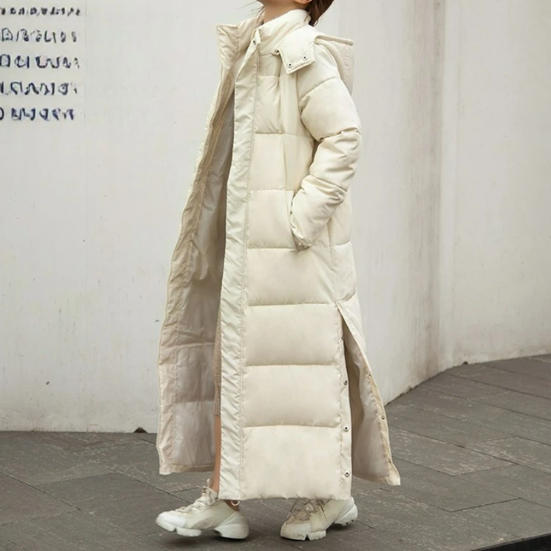 

2025 New Split Ladies Hooded Long Cotton-padded Clothes
