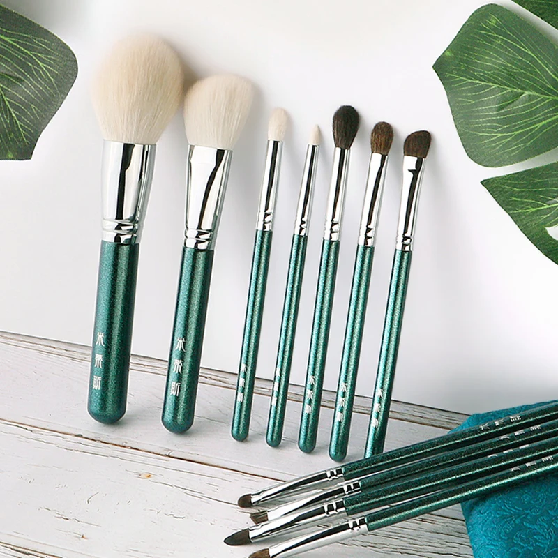 MyDestiny Green vine 11pcs Makeup Brush Set Made of Soft Animal and Synthetic Hair Include Face and Eye Brush Free Brush Pack