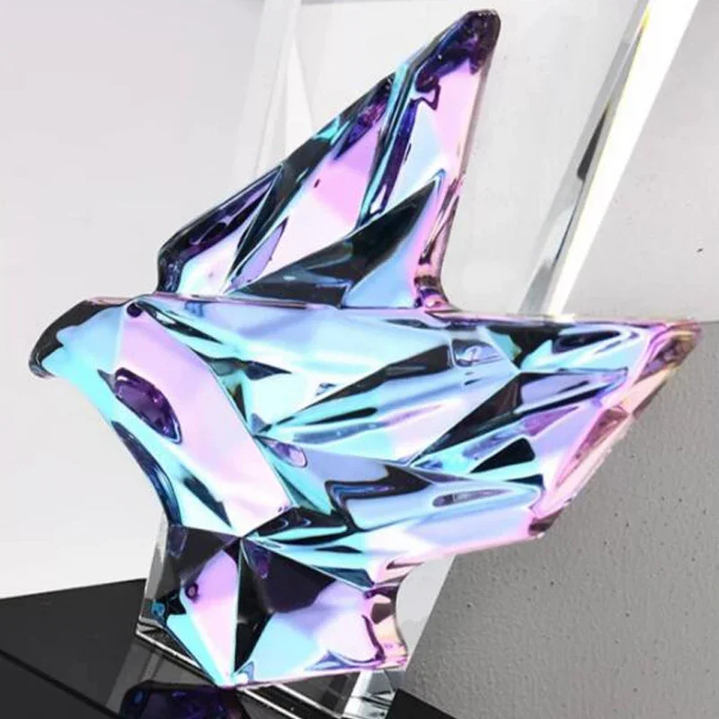 Customized Competition Award High Grade Colored Eagle Crystal Trophy, Enterprise Excellent Employee, Home Decor Honor Medal, 1Pc