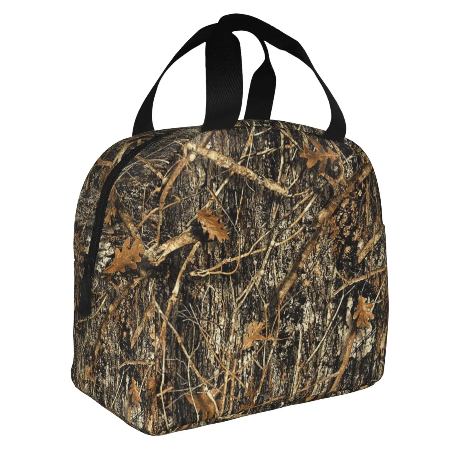Autumn Camoflauge Printed Lunch Bag For Girls Funny Lunch Box Fun Picnic Cooler Bag Portable Zipper Oxford Thermal Lunch Bags
