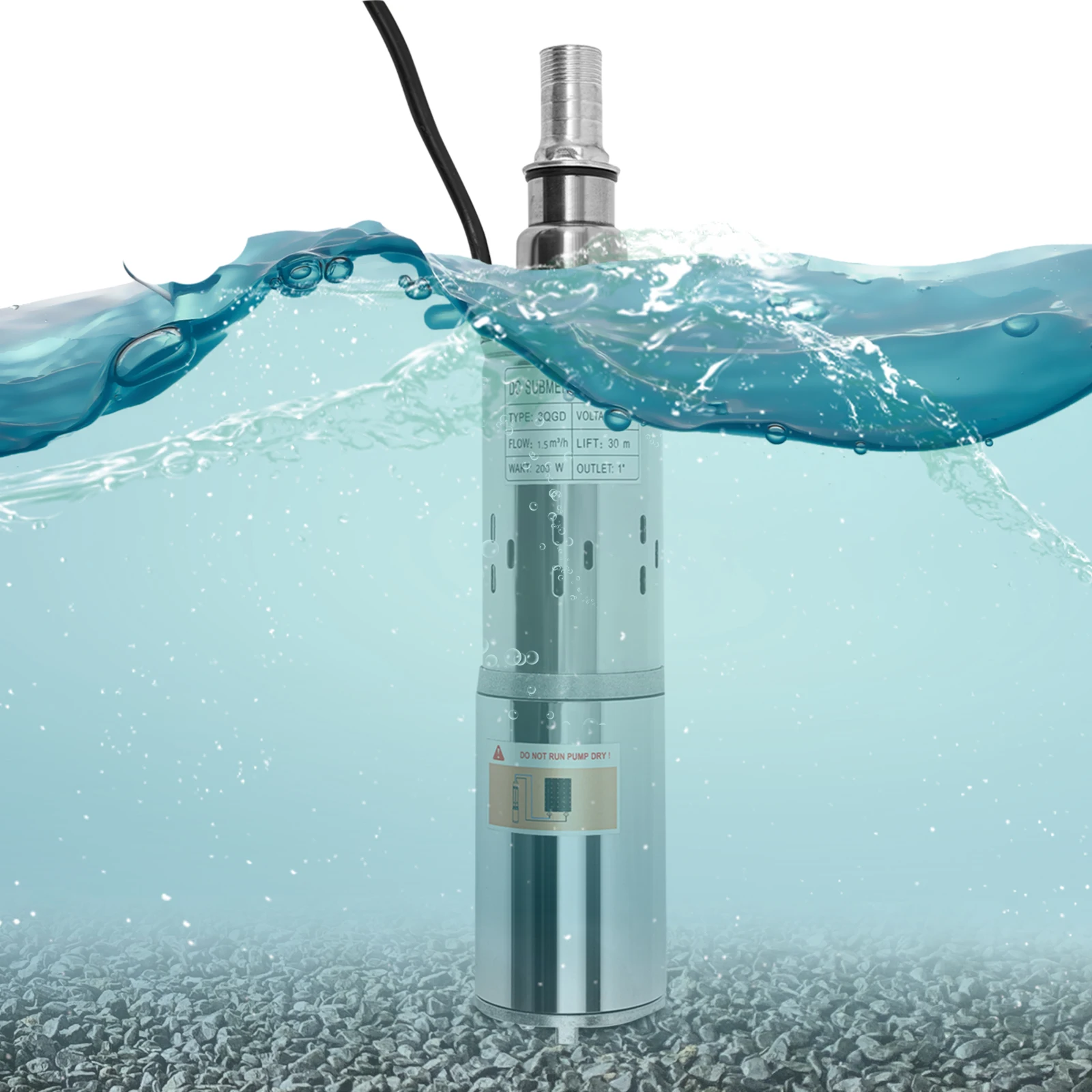 200 واط 24 فولت مضخة غاطسة الآبار العميقة تعمل بالطاقة الشمسية الفولاذ المقاوم للصدأ مضخة مياه الآبار لآبار المياه خزانات المياه الأنهار في الهواء الطلق #4