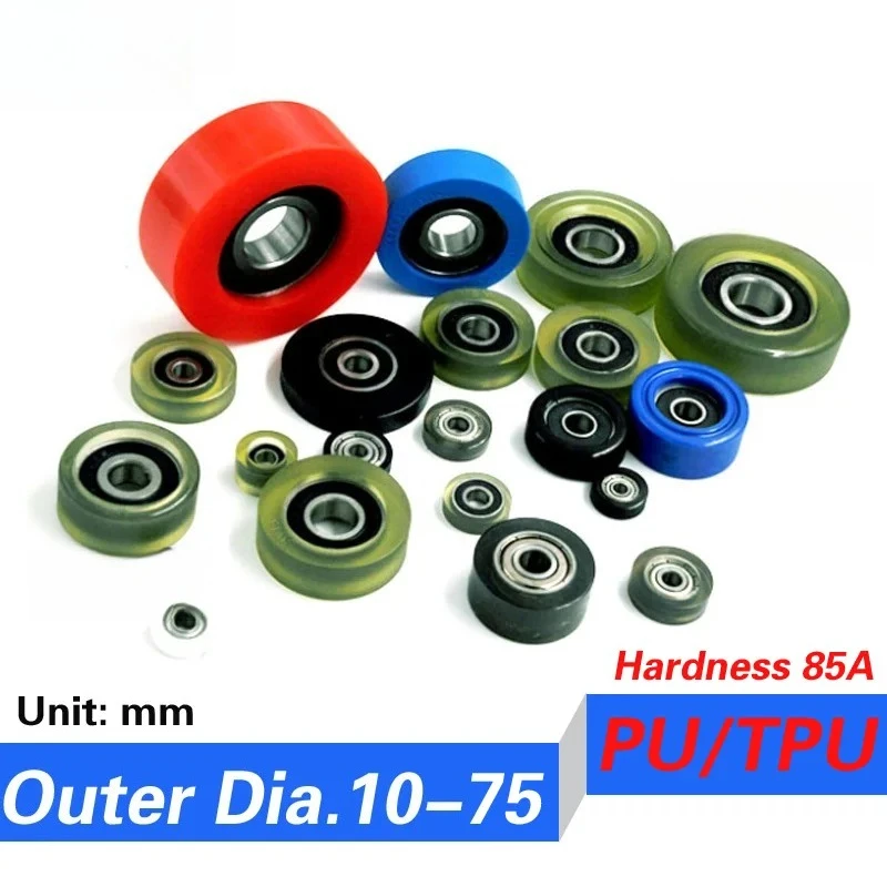 Multi-size Silent PU Polyurethane Bearing Money Counting Machine Medical Equipment Elastic Soft Rubber Wheel
