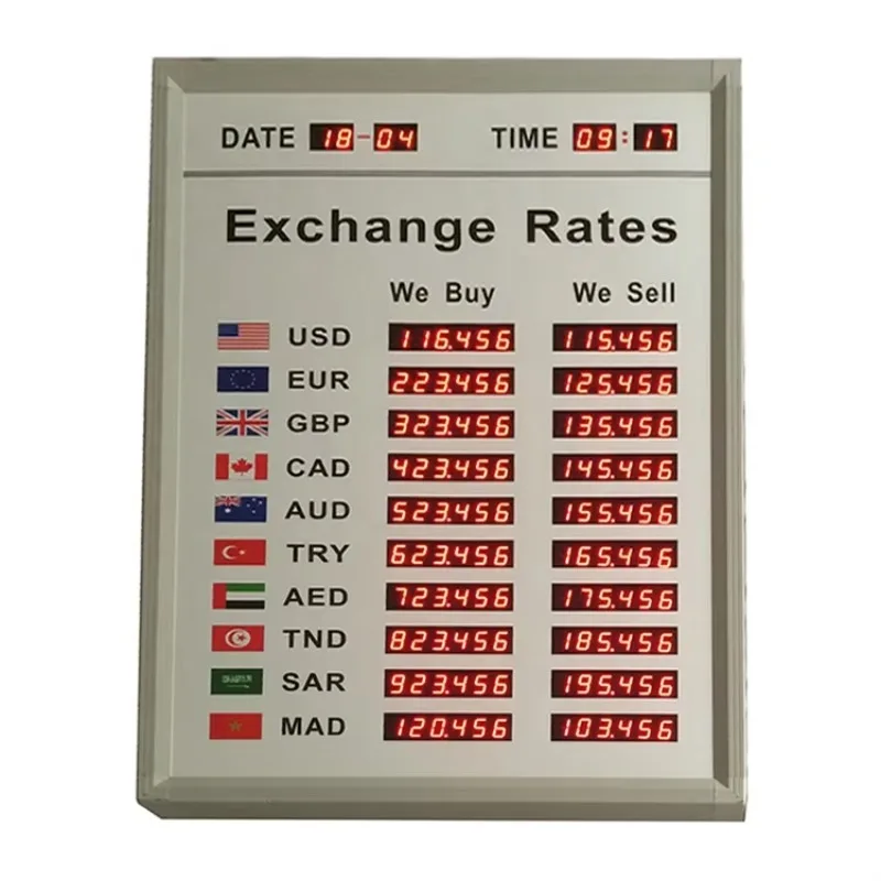 Led Bank Exchange Signage Led Digital Panel Board Money Currency Exchange Rate Sign Board Led Display