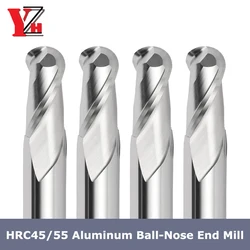 HRC45/55 Fresa a punta sferica in alluminio 2 flauto Utensile in acciaio al tungsteno CNC R0.5 R0.75 R1 R1.25 R1.5 R1.75 R2 R3 R4 R5 R6 R7 R8 R9 R10