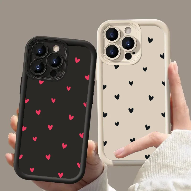 

Black Love Heart Phone Case For Xiaomi Mi 11 Lite 5G 4G 14T 14 13T 13 12T 12 Poco X6 X5 X3 F5 F6 M6 Pro 4G Silicone Soft Cover