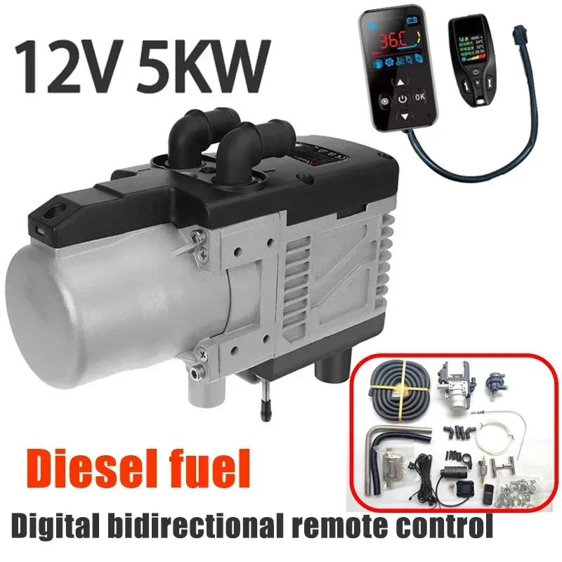 

12V 5KW Diesel Engine Warm-Up Dual Mode Heater Kit Diesel Universal Water Heater with Remote Control LCD Monitor for Motor Truck