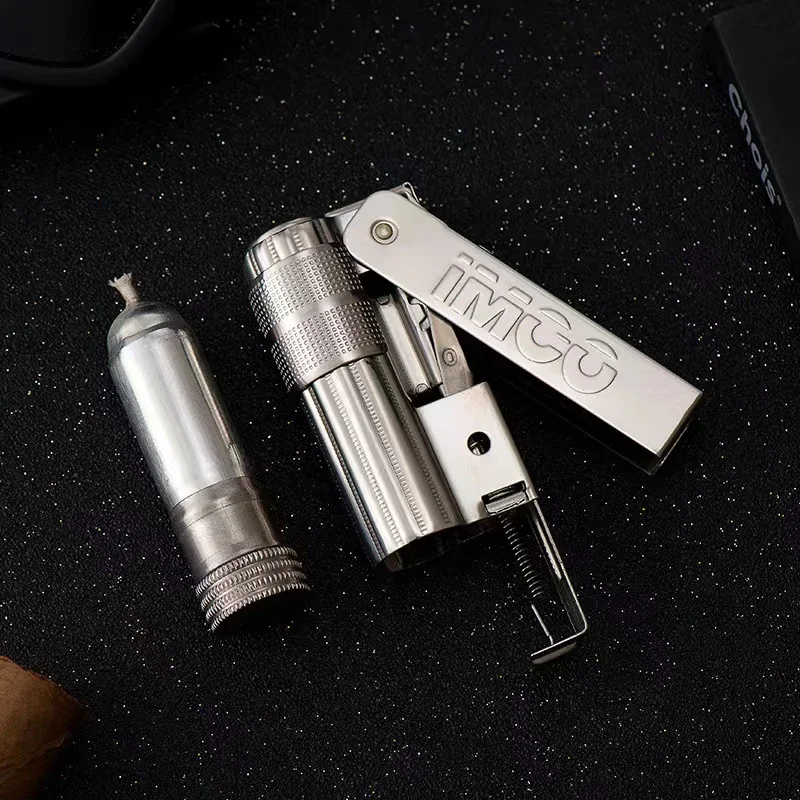 Original IMCO 6700 Retro Stainless Steel Metal Lighter Austrian Gasoline Grinding Wheel Windproof Kerosene Lighters Smoking Gift