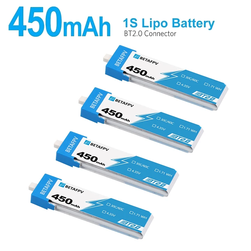 BETAFPV 4pcs BT2.0 450mAh 1S Battery 4.35V for Cetus Pro/Cetus X Kit FPV Drones Battery Charger DroneAccessories