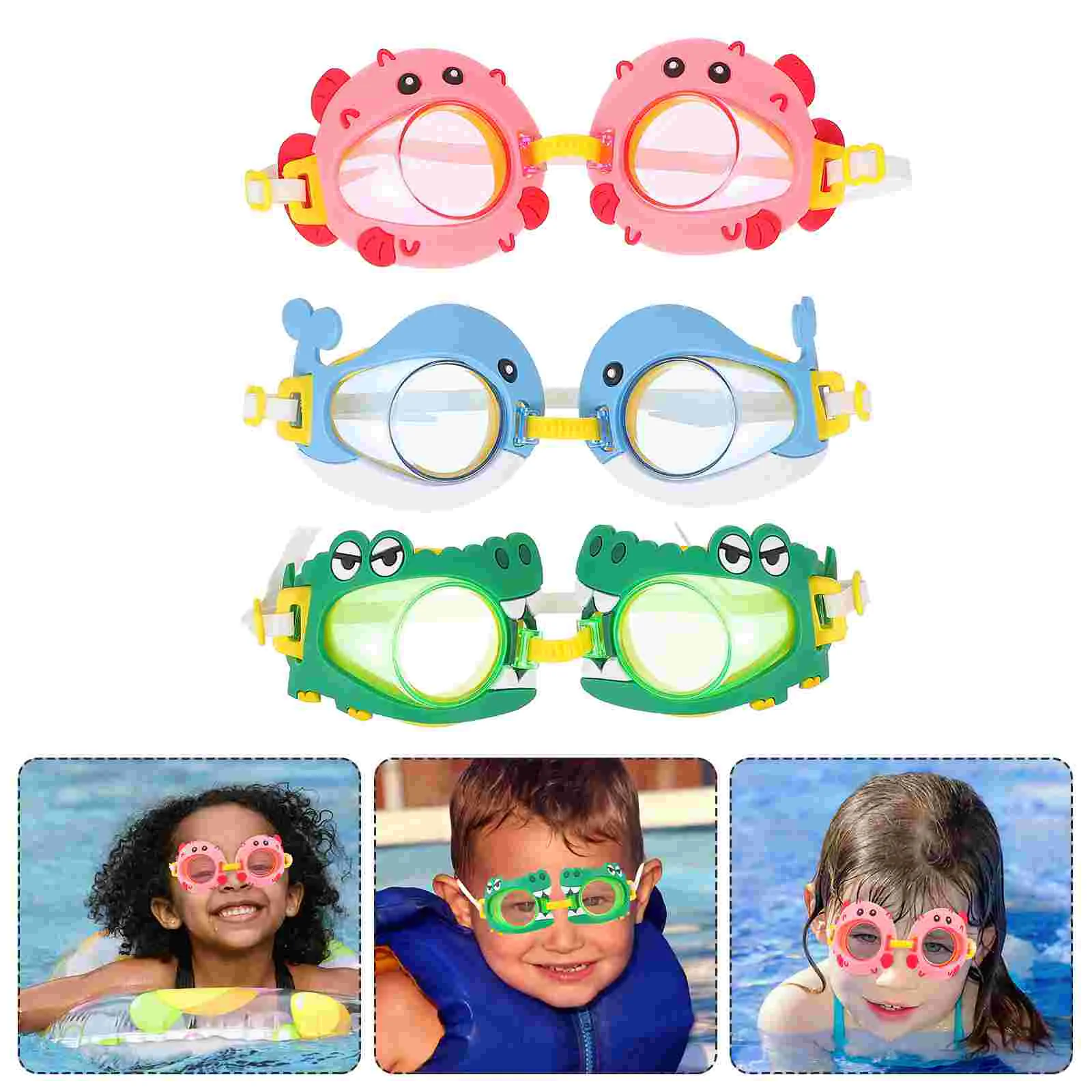 

3 Pcs Adjustable Comfortable Children's Swimming Kids Safety Goggles Man Glasses Men Silica Gel Anti-UV