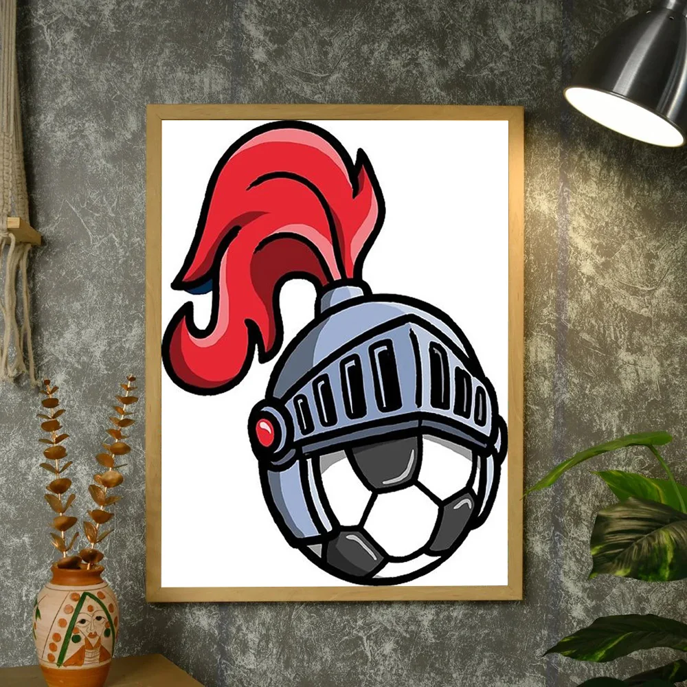 فارس القرون الوسطى قماش جدار الفن الفايكنج خوذة صورة ديكور المنزل فايكنغ ديكور درع طباعة معركة درع الخيال الفن #4