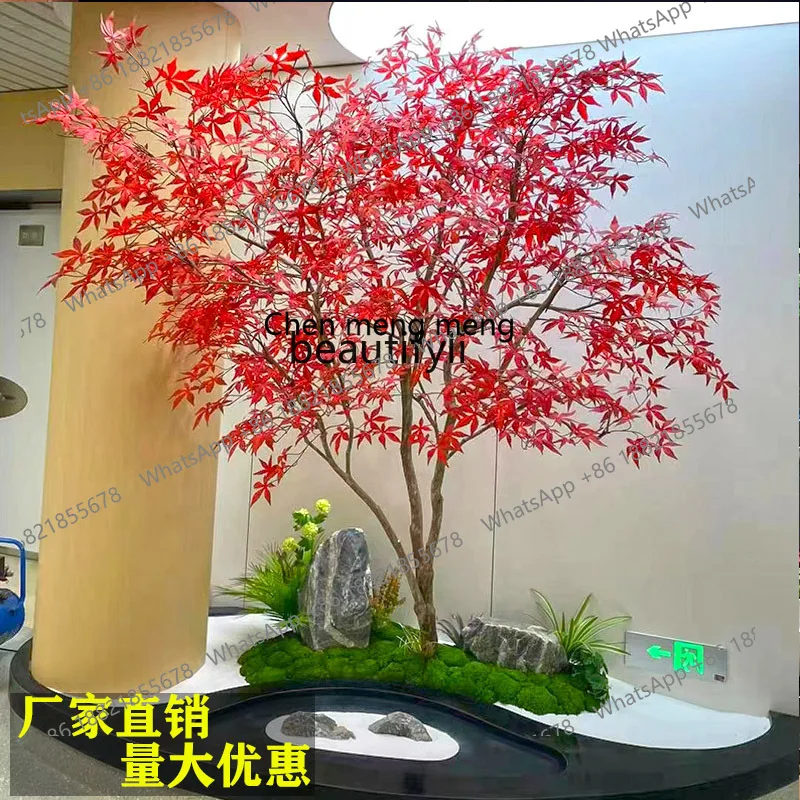 cc182Simulation red maple tree maple leaf tree large shopping mall window decoration landscape tree landscaping green plant orna