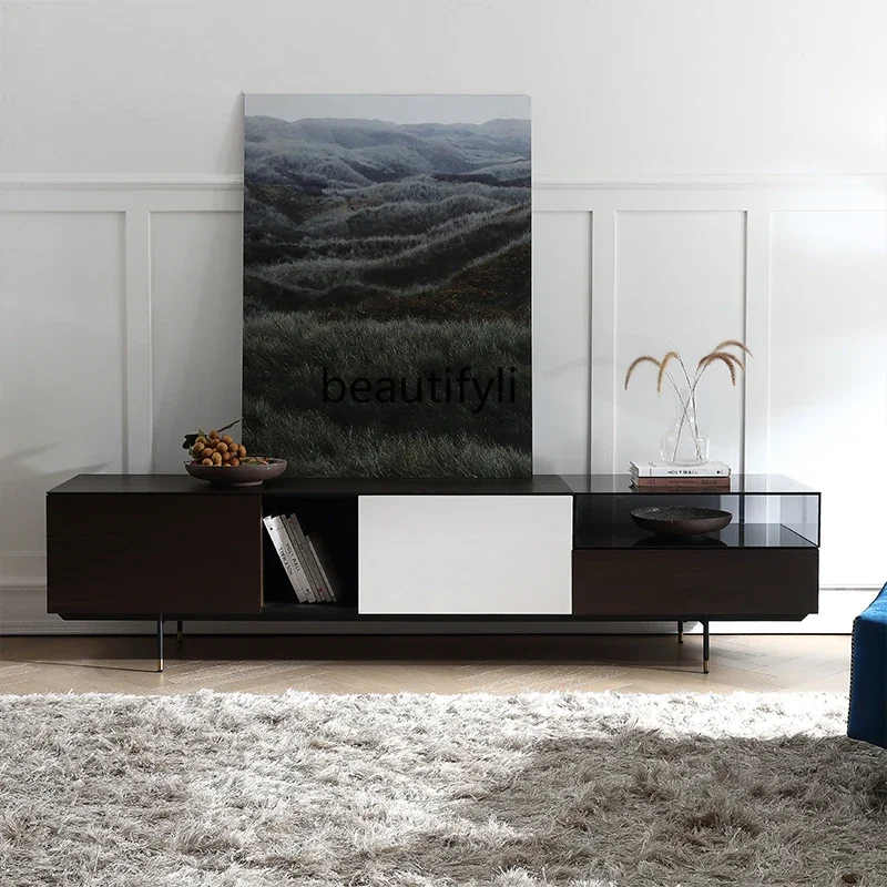 

Italian Minimalist TV Cabinet Large Apartment Villa Living Room View 2.2 M Listening Cabinet Light Luxury Modern Floor Cabinet