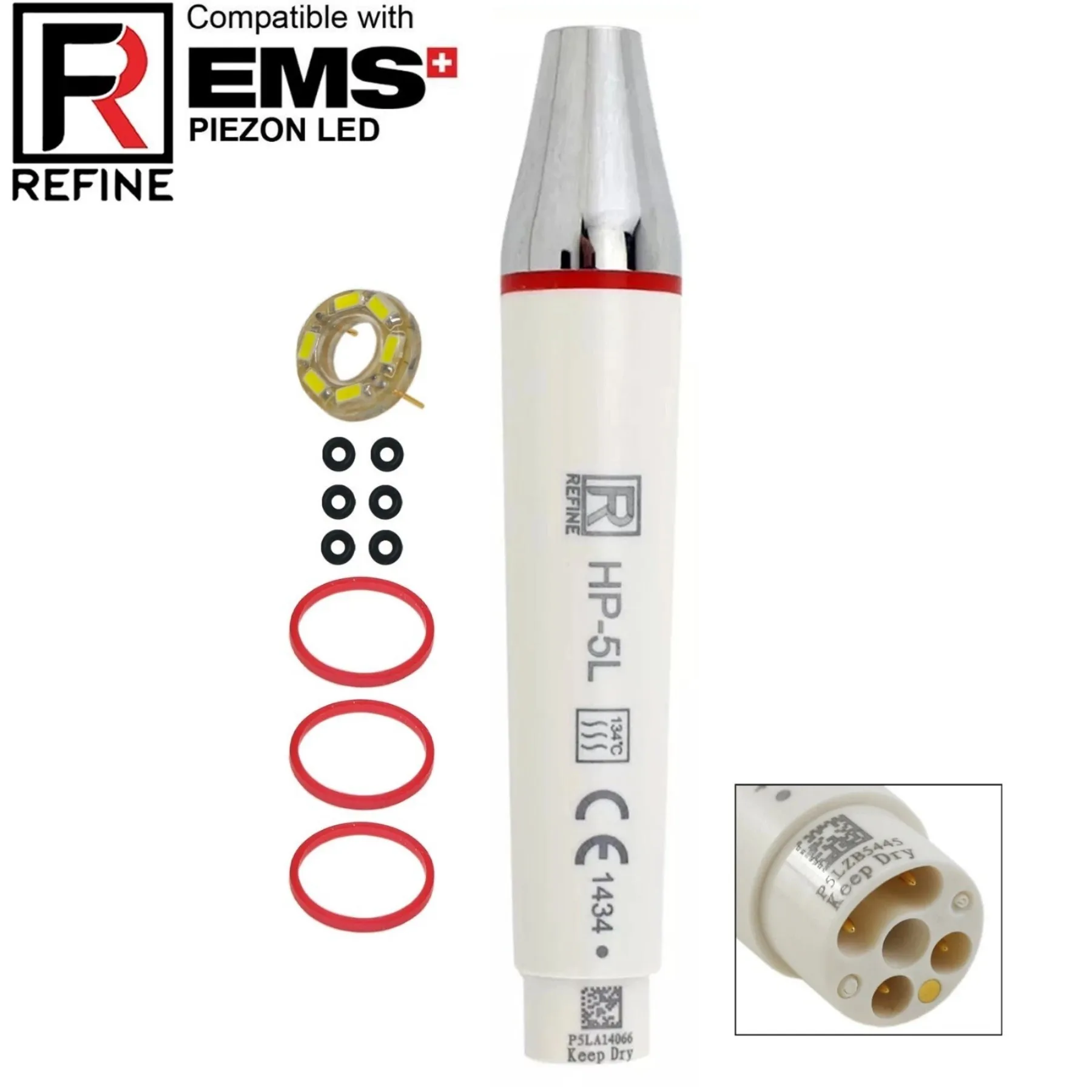 REFINE HP-5L LED Ultrasonic Scaler Handpiece Autoclavable Fit EMS Piezon LED Dental Handle