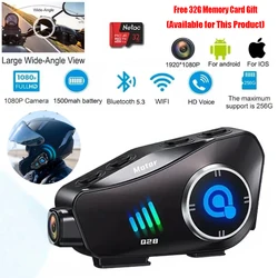 Motorcycle Bluetooth Helmet Headset Bt5.3 with Hd Driving Recorder Wireless Camera 1080P Hard Disk Video Recorder Call Headset