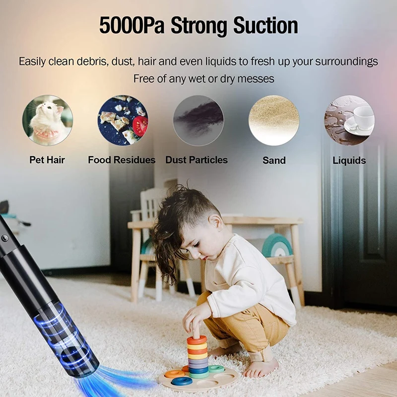 

Cordless Handheld Vacuum Cleaner For Car & Home Cleaning, 5Kpa Strong Suction, Portable Vacuum Cleaner, Wet & Dry