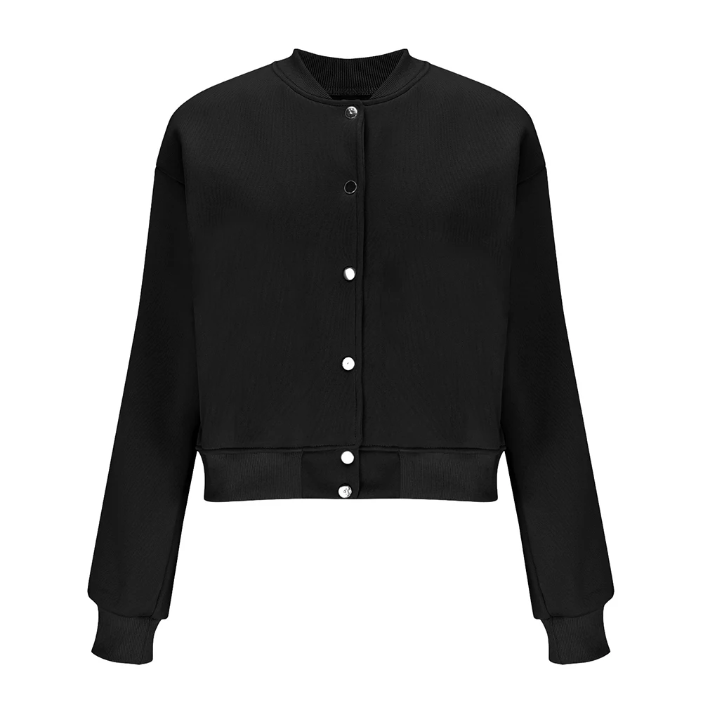 Long Sleeve Solid Color Loose Jacket for Women For Stand-Up Collar Style for Summer Beach Holiday Cycling Fitness