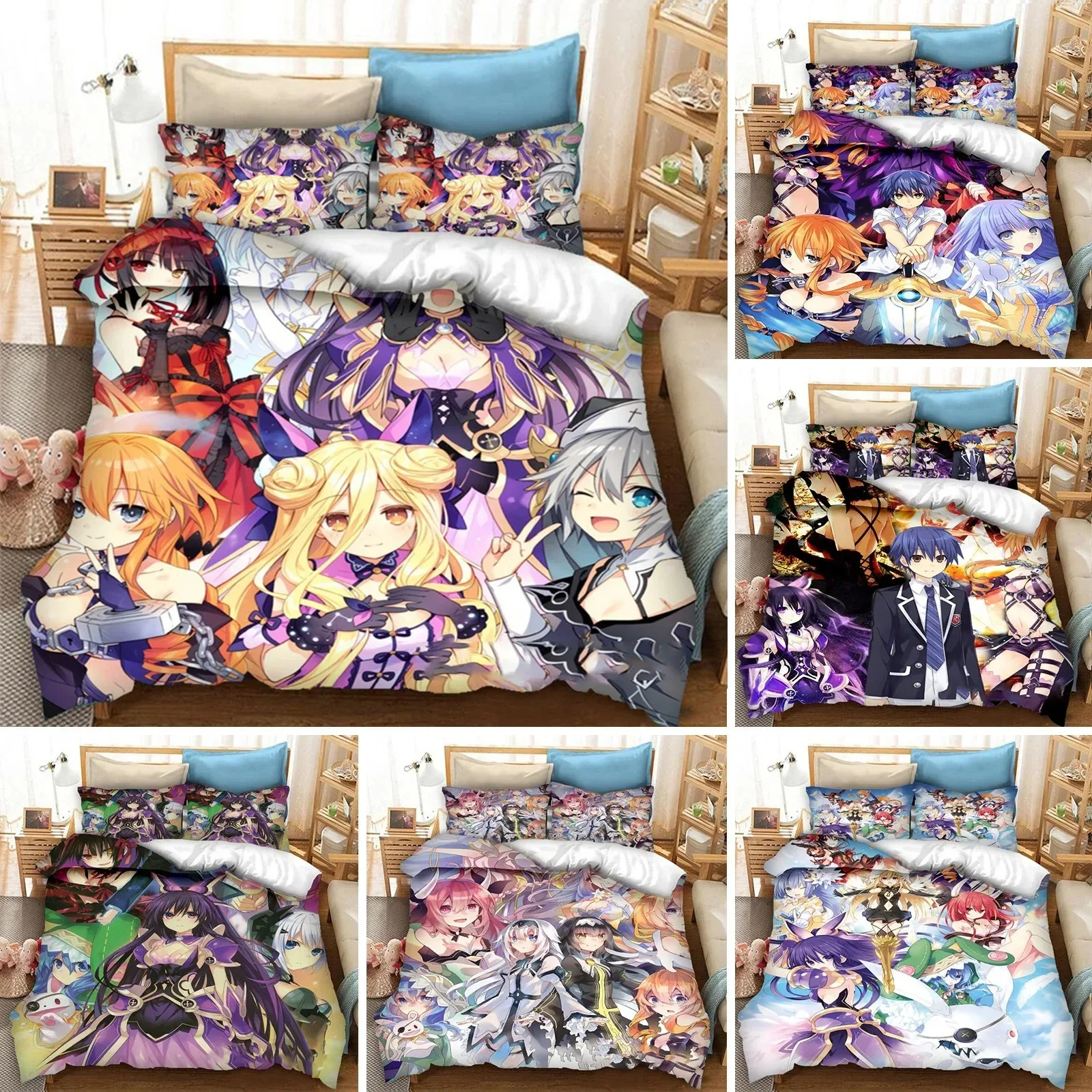 

3D Printed DATE A LIVE Duvet Cover Pillowcase Anime Bedding Set Double Twin Full Queen King Adult Kids Bedclothes Quilt Cover