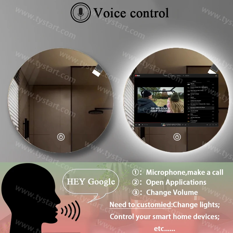 الموضة الحديثة الذكية LED مرآة 24*36/28*36 بوصة مستديرة مكافحة الضباب مع شاشة تعمل باللمس للحمام وغرفة النوم الاستخدام المنزلي التجزئة #3