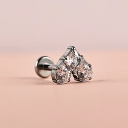 1 Titanium G23 Precision Carved Zircon Inlaid Inner Tooth Puncture Lip Nail