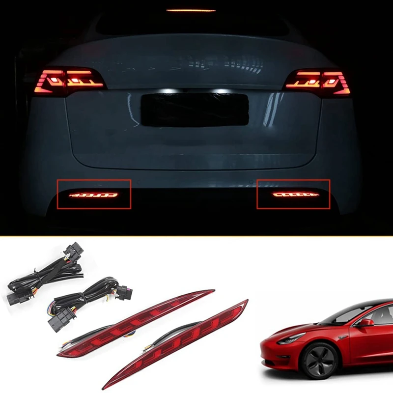 

For Tesla Model Y 2021 2022 Rear Fog Light Bumper Reflectors Brake Tail Sequential Flash Singal Lights Assemblies Replacement