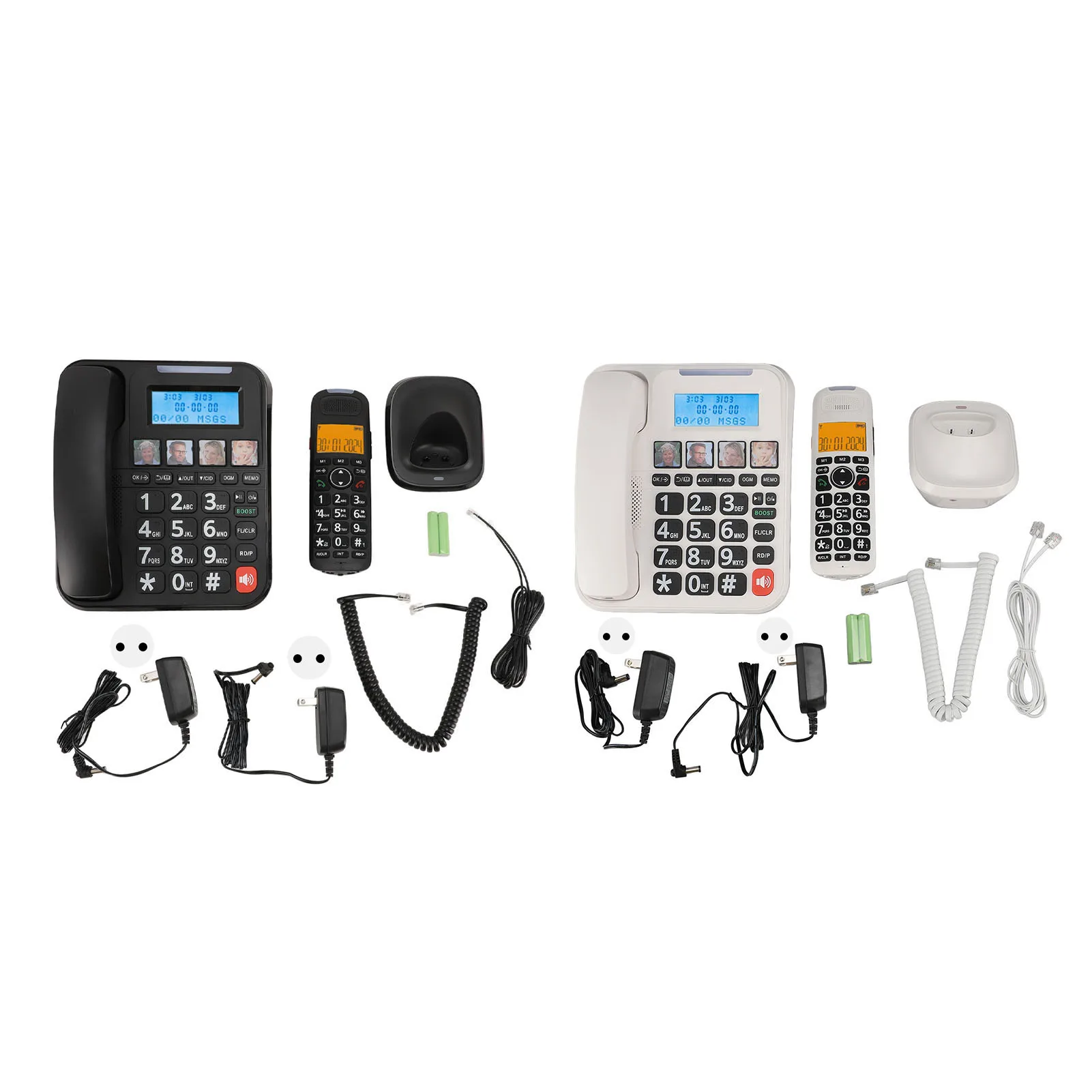 Corded and Cordless Phone 2in Screen Expandable Big Button with Answering Machine Call Blocking Photo Dial Bilingual Caller ID