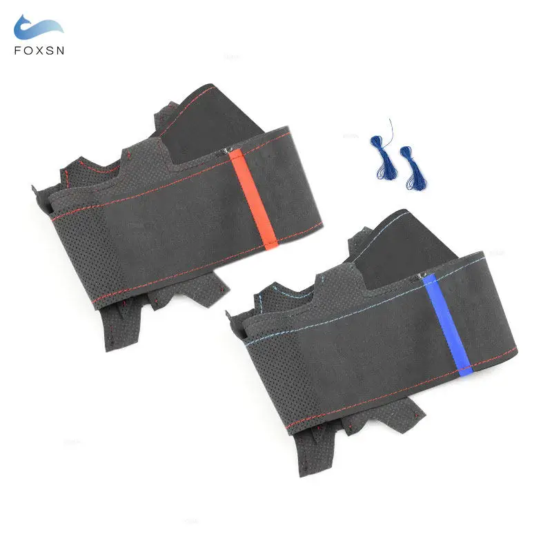 For BMW M Sport F20 F22 M140i M235i F30 F34 F32 F36 F10 F12 F48 F39 F15 F16 F25 F26 Car Steering Wheel Cover Suede Leather Trim