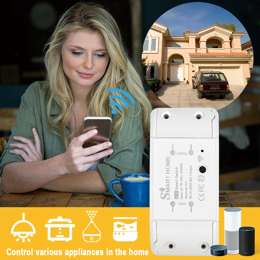 Tuya WiFi Smart Switch APP Wireless Controller 90-250V 220V Universal Breaker Timer Smart Leben Arbeit Schalter