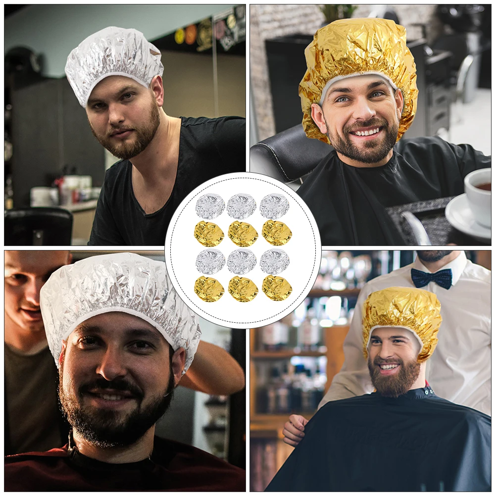 

12pcs Aluminum Foil Caps Reusable Deep Conditioning Heat Thermal Salon Shower Cap for Hair Processing Trapping Heat Easy Clean