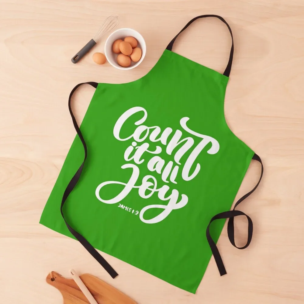 

Count It All Joy Christian Bible Verse James 1:2 Apron Kitchen Accessories 2022 Smock for hairdressing Professional Barber Apron