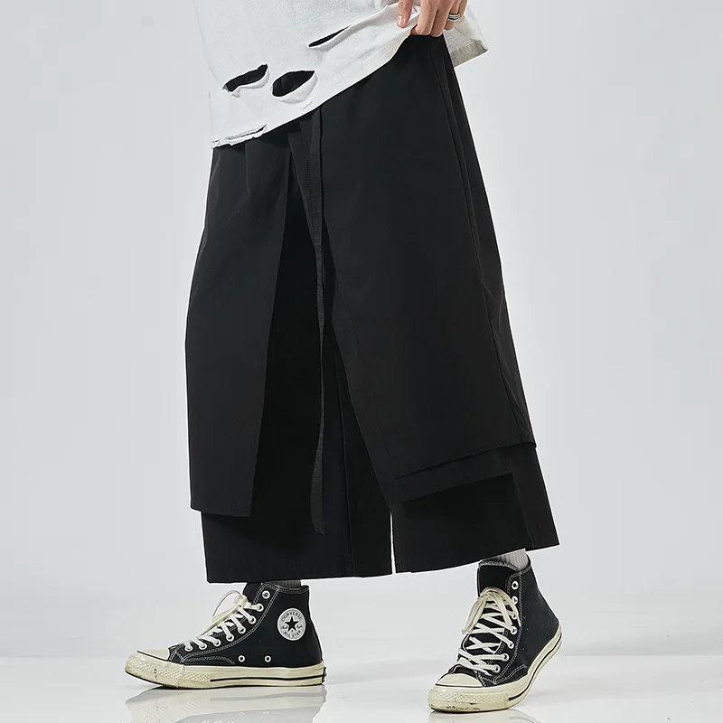 Tannt Women Pant Irregular Fake Two Casual Sweatpants Women Asymmetry Fashion Wide Leg Pants 2023 New Ankle-length Pants Women