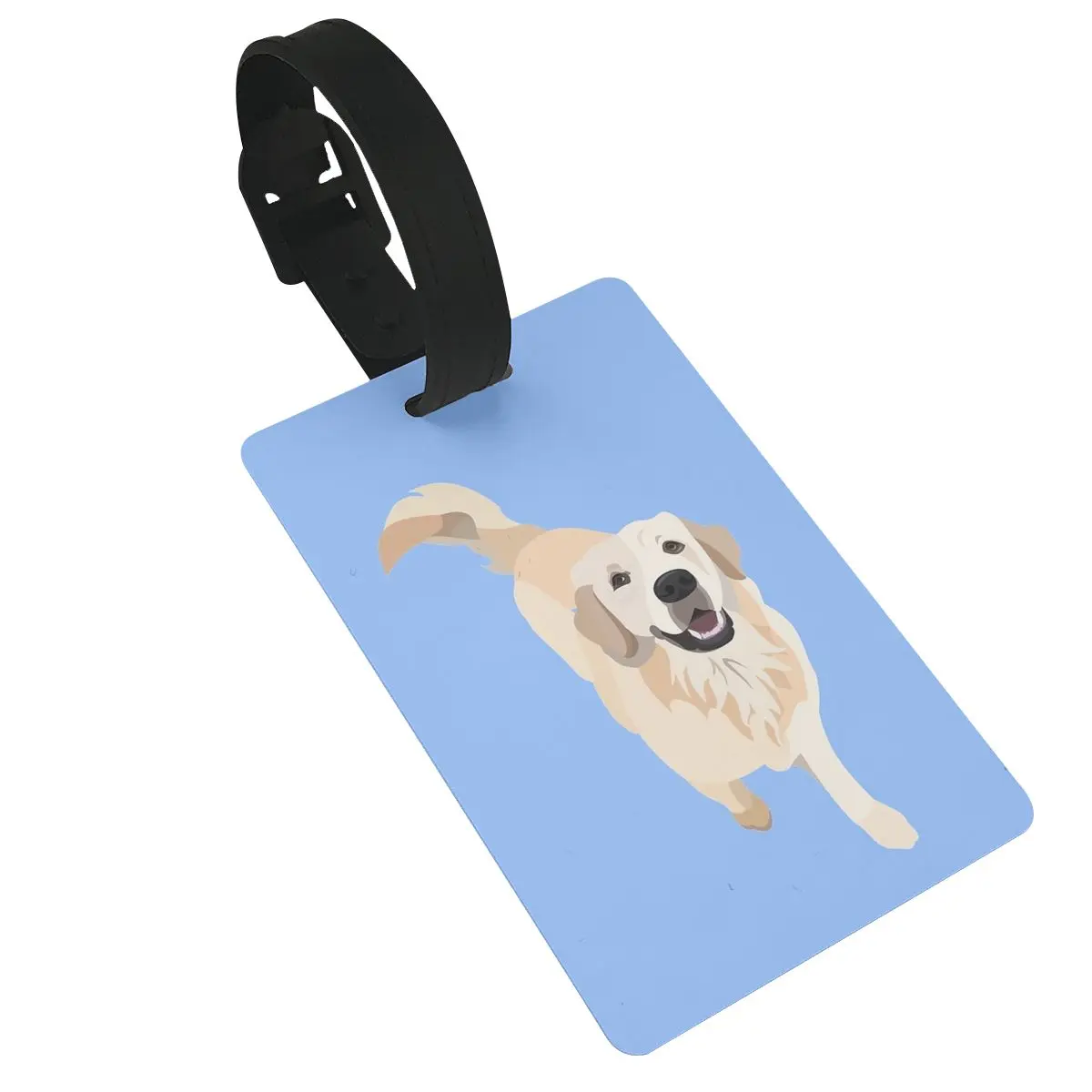 Golden Retriever Doggo - LIGHT BLUE Luggage Tags Suitcase Travel PVC Cute Baggage Boarding Tag Label Holder ID Name Address