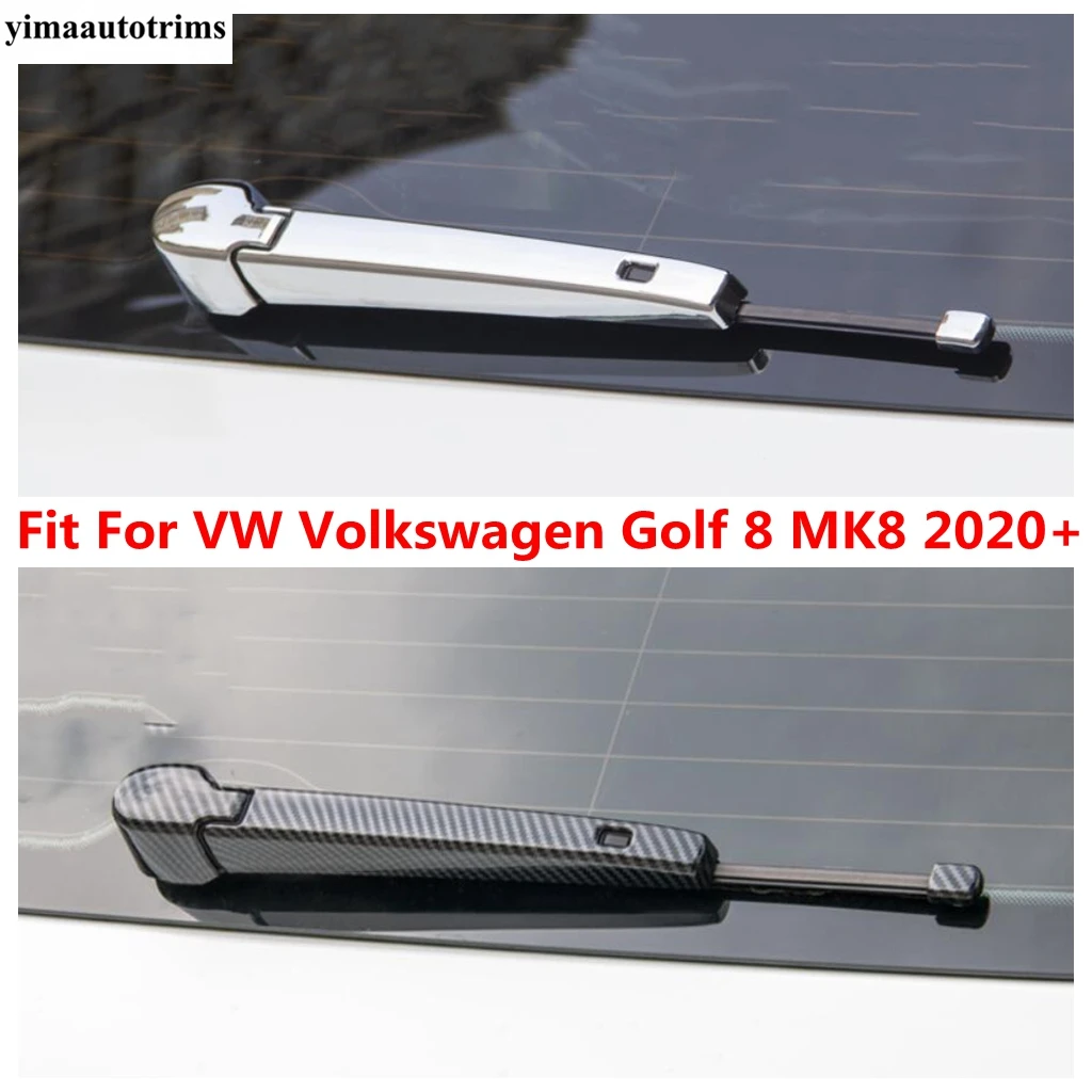 Car Rear Wiper Arm Decoration Cover Trim For VW Volkswagen Golf 8 MK8 2020 - 2024 Chrome / Carbon Fiber Exterior Accessories