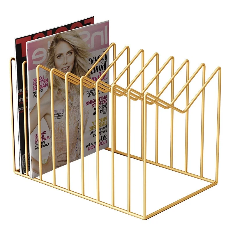 

Desktop Bookshelf Iron Storage Rack High-Capacity On The Table Simple And Easy Office Small Magazine Storage Organize The Shelf