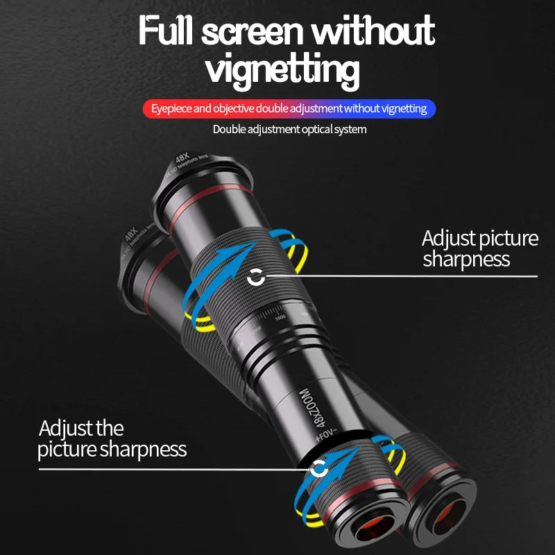 HD Metal 48X Telescope Telephoto Lens Monocular Mobile Phone Camera lens Plus Accessories for Samsung iPhone 11 X All Smartphone