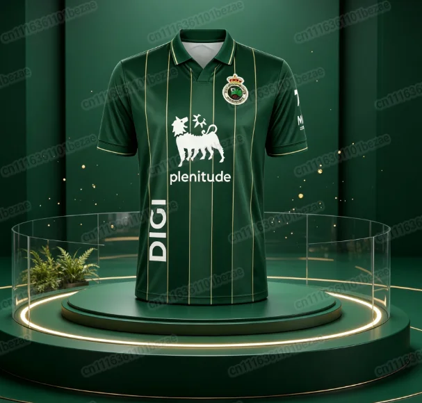 2026-27 Sportliches, atmungsaktives Freizeit-T-Shirt für Erwachsene, Real Racing de Santander Fußball-Auswärtstrikot, V-Ausschnitt-Polo, Familien-Partnerlook – Detail 4