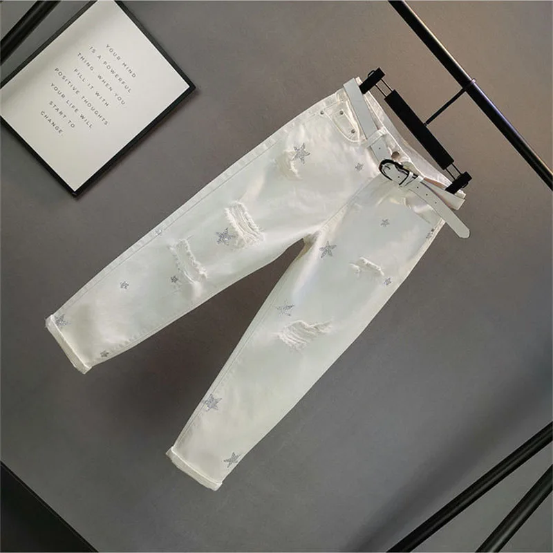 2025 nouvelle mode printemps été coréen taille haute trou jean femmes lâche décontracté Harun pantalon dames Denim pantalon femme