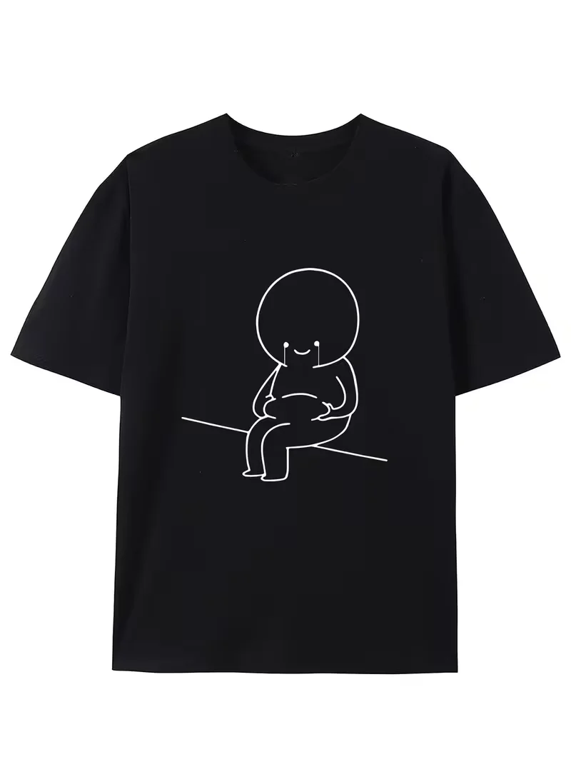 Short-Sleeve Shirt for Summer Feeling Sad about Gaining Weight, Creatively Designed Round-Neck T-Shirt Unisex Casual Tops