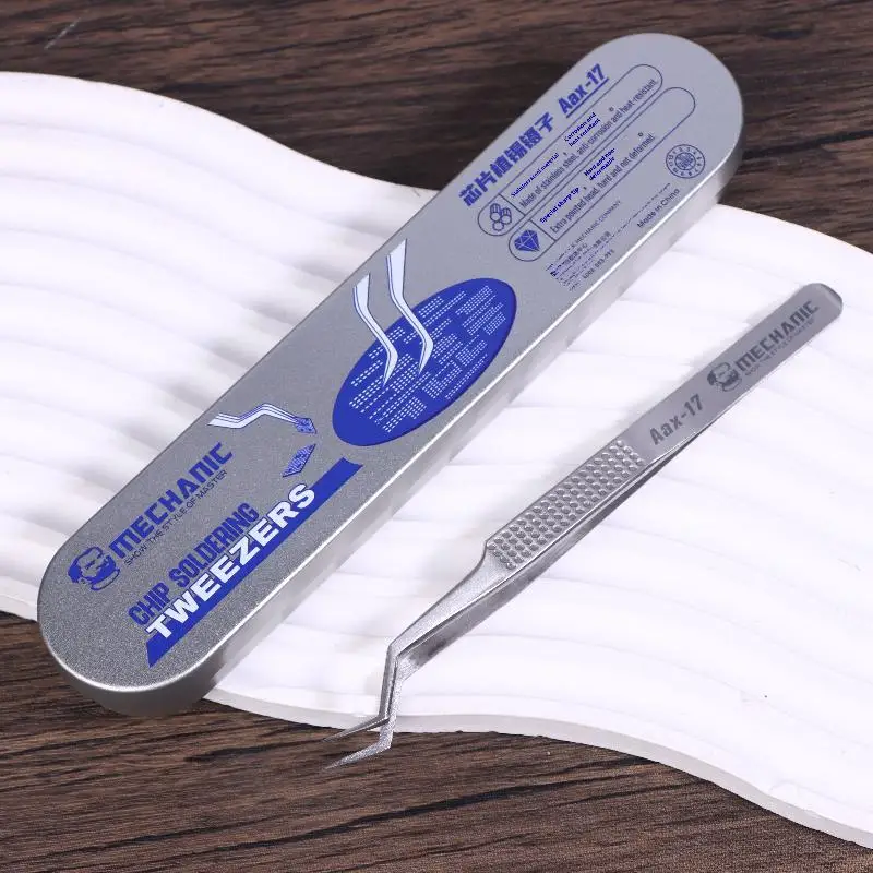 1 szt. Pęseta pozycjonująca do cyny ze stali nierdzewnej Aax-17 z precyzyjną, cienką końcówką do precyzyjnego mocowania drutu cynowego, antypoślizgowa, odporna na zużycie.