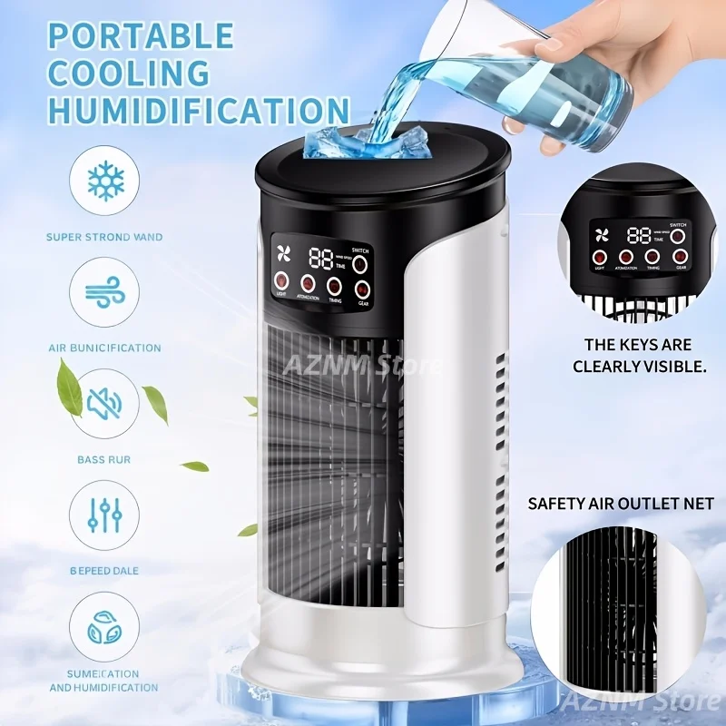 3-in-1-Funktion, tragbare Klimaanlage, Luftbefeuchter, Aromalampe, Ventilator, USB-Kühler, unverzichtbares Kühlgerät für Büro und Zuhause, tragbare USB-Klimaanlage, USB-Ventilator