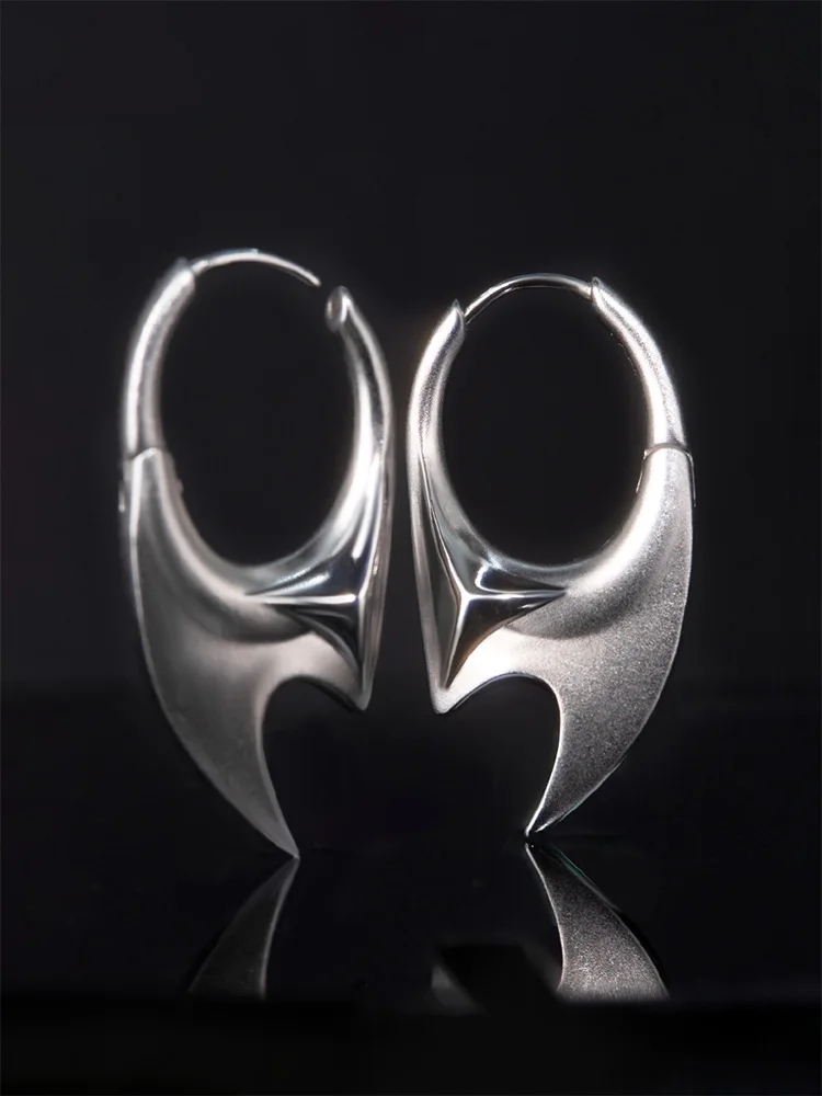 

ZHUHE Buckle Frosted Earrings Cyberpunk Style For Women And Men Jewelry Accessories
