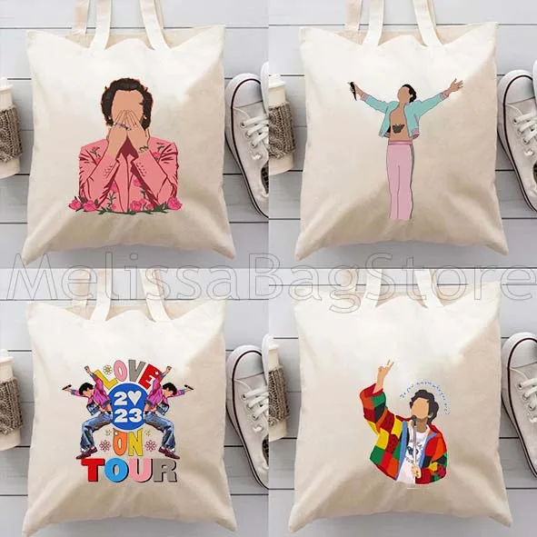 

Floral Love On Tour Fan Gifts Women Canvas Shoulder Tote Bag Harajuku Handbag Eco Shopper Reusable Cotton Foldable Shopping Bags